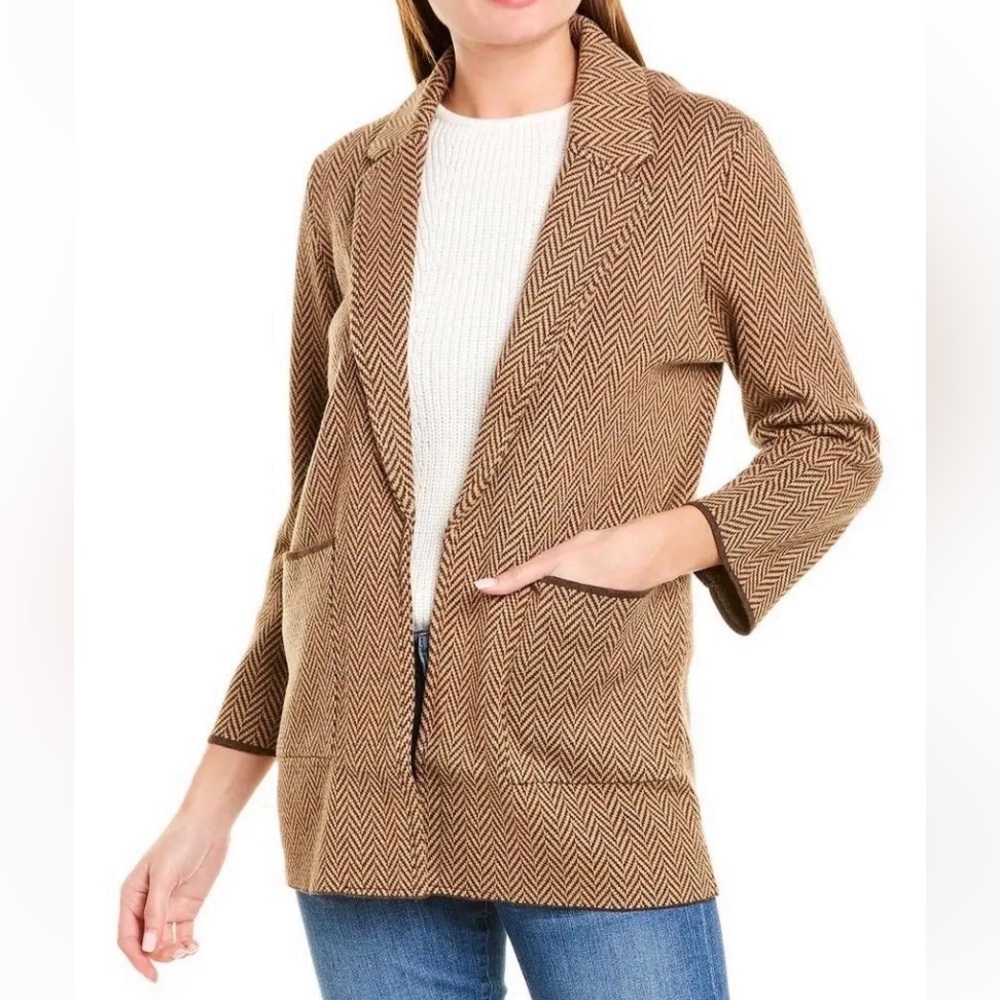 NWT J. Crew Sophie Open Front Sweater Blazer in Chevron